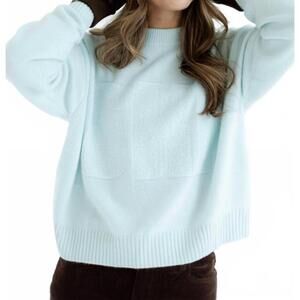 NEW COLORUSH chunky ski crew sweater in blue